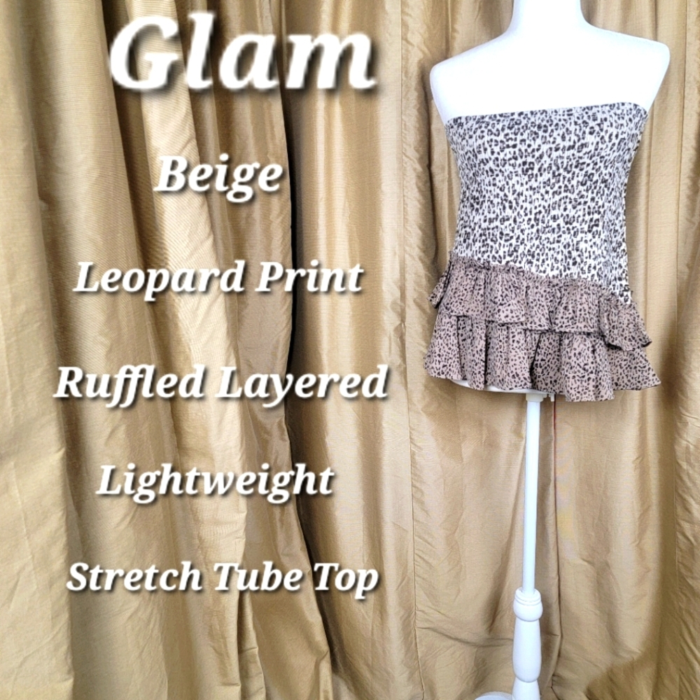 Leopard Print Ruffled Tube Top - Picture 1 of 9